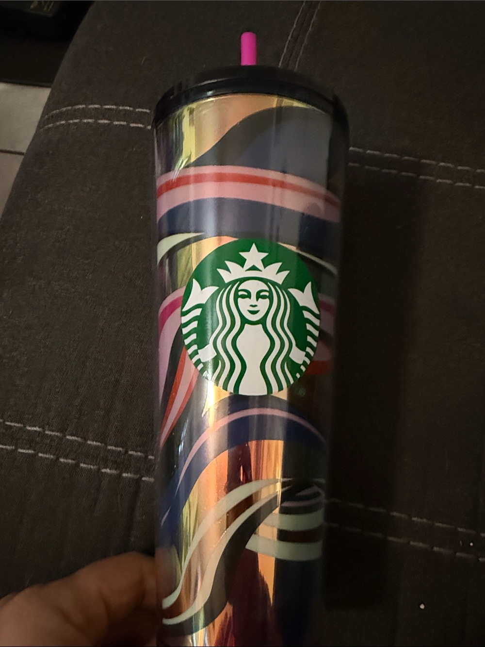 Starbucks 24oz Iridescent Wave Tumbler with Pink Straw